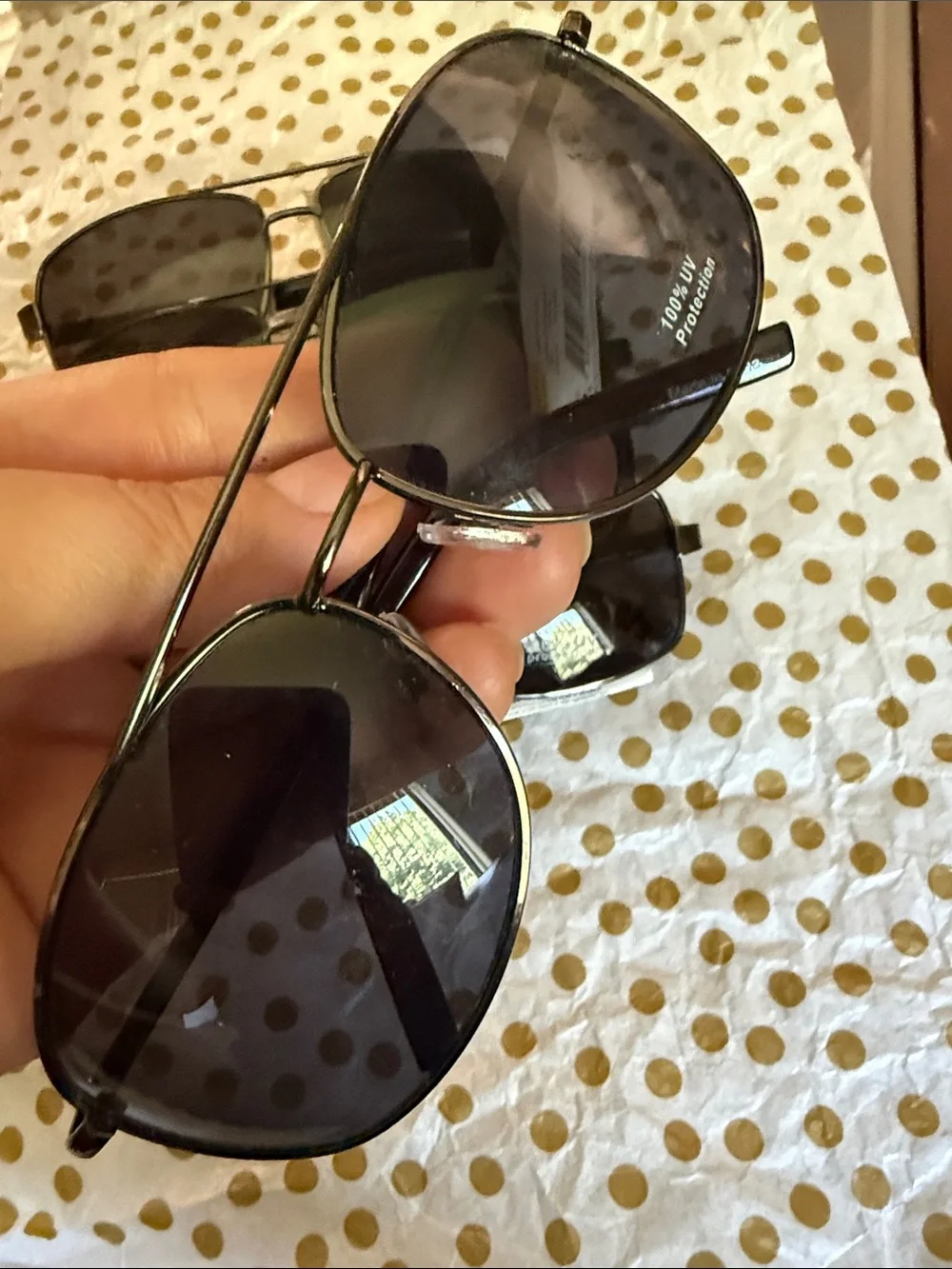 Sears Men's Aviator Sunglasses - Black Frames, Gray Lenses (Set of 6)
